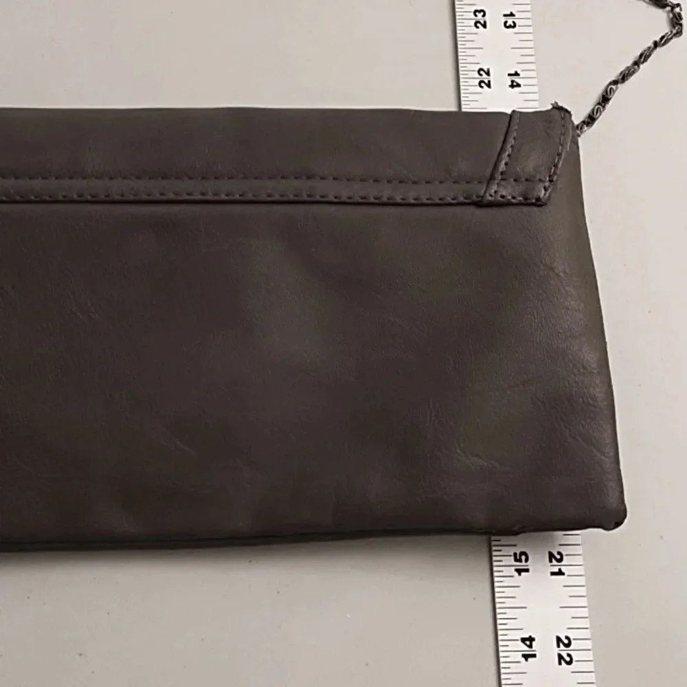 Gray Clutch Crossbody bag Gunmetal Studs Black Faceted Stones Removable Chain - Picture 4 of 11